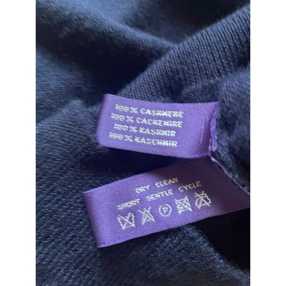 Ralph Lauren Purple Label Women/Teens Cashmere Wrap dark Blue/cream accent Large - Picture 5 of 8